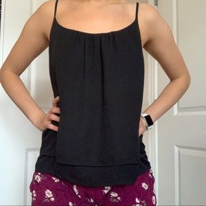 Black Chiffon Flowy Tank